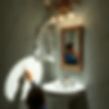 Post-Removal Wall Inspection An individual inspecting the wall after mirror removal