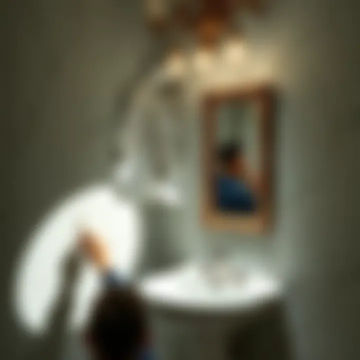 Post-Removal Wall Inspection An individual inspecting the wall after mirror removal