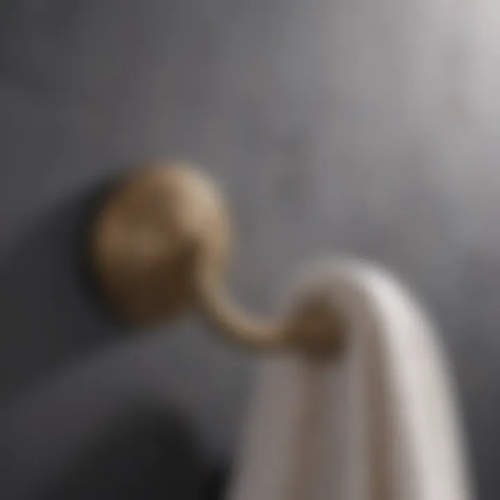 Vintage brass towel hook showcasing intricate detailing