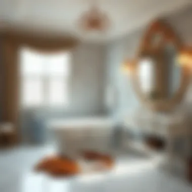 An elegantly designed bathroom showcasing a dog bathroom rug that enhances the space.