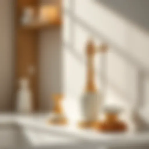 Elegant bathroom plunger set displayed on a pristine countertop