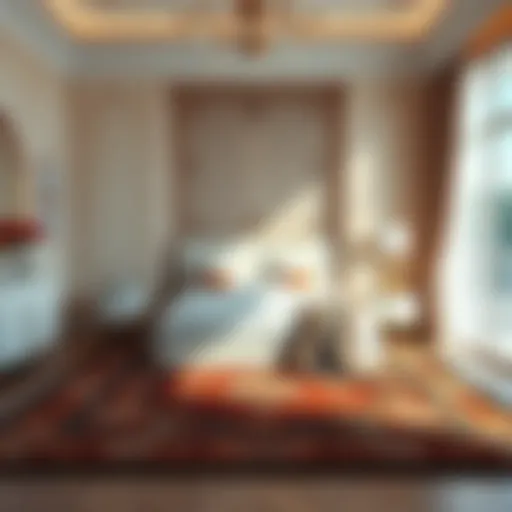 Luxurious area rug enhancing bedroom decor