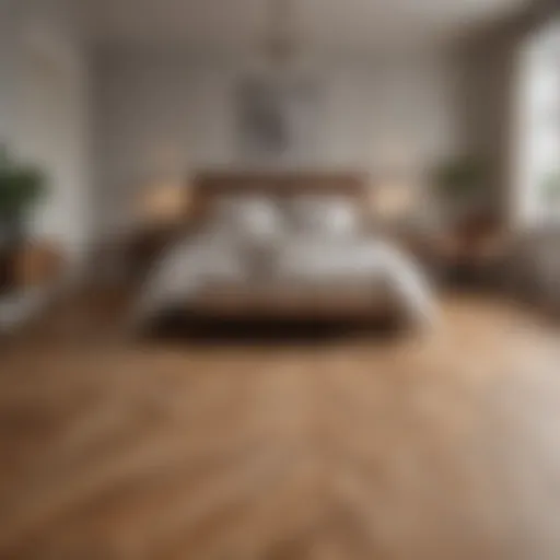 Elegant wooden tile flooring in a serene bedroom setting