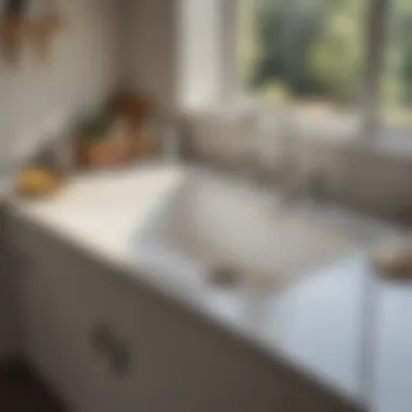 Modern laundry sink design featuring an integrated scrub board