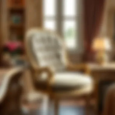 Luxurious fabric and finishes on a makeup chair