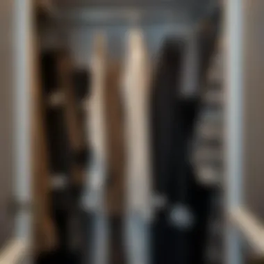 Organized wardrobe showcasing labeled garments