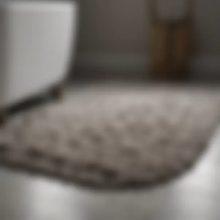 A close-up of a plush bathroom rug demonstrating comfort and texture