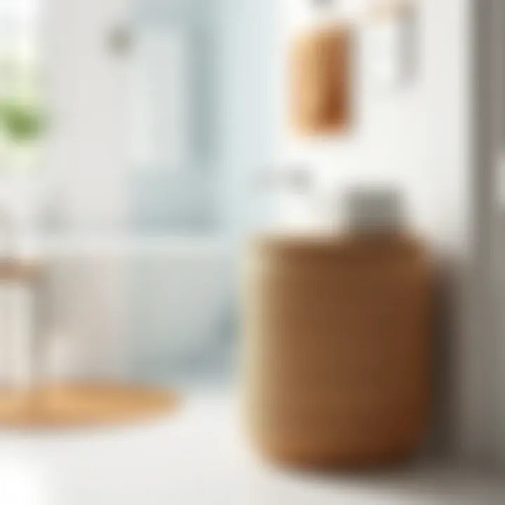 Elegant Seagrass Laundry Basket Stylish seagrass laundry basket with lid in a modern bathroom