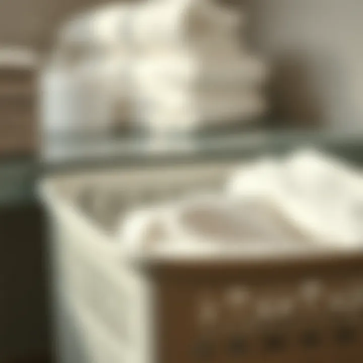 Close-up of a three compartment laundry hamper showcasing its design and functionality