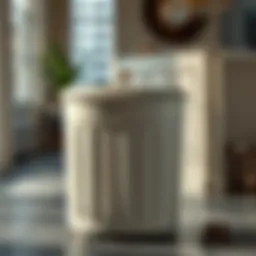 Elegant three compartment laundry hamper with a lid in a modern home setting