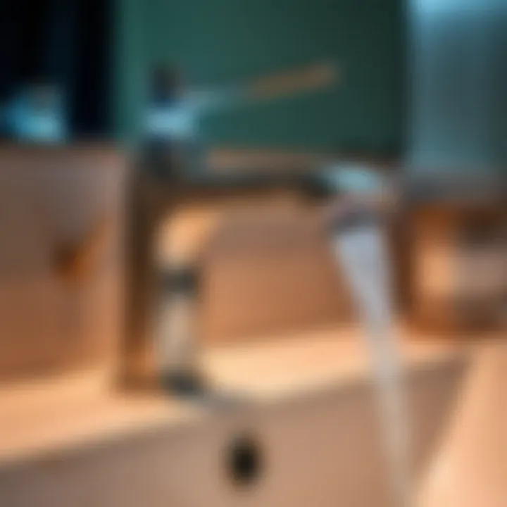 Innovative Sensor Technology in Faucets Close-up of advanced sensor technology in a touchless faucet