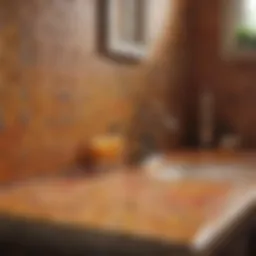 A beautifully painted bathroom tile countertop showcasing a vibrant transformation