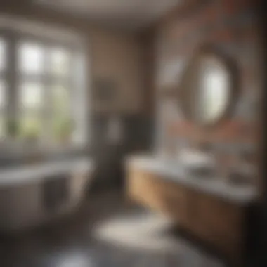 Stunning Bathroom with Freshly Painted Ceramic Tiles Beautifully painted ceramic tiles in a stylish bathroom
