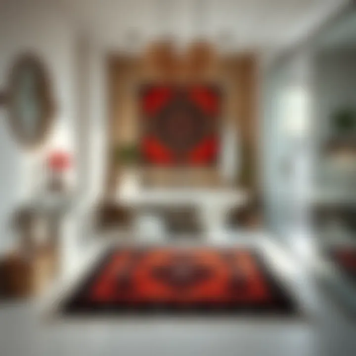 Harmonious Bathroom Design with Tribal Elements A cozy bathroom featuring a tribal bath rug