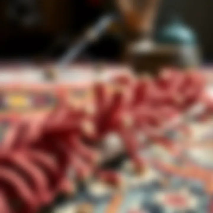 The Artistry Behind Tribal Rug Craftsmanship Close-up of the craftsmanship of a tribal rug