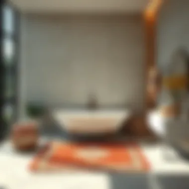 Integrating Traditional Textiles in Modern Decor Tribal bath rug in a modern bathroom setting
