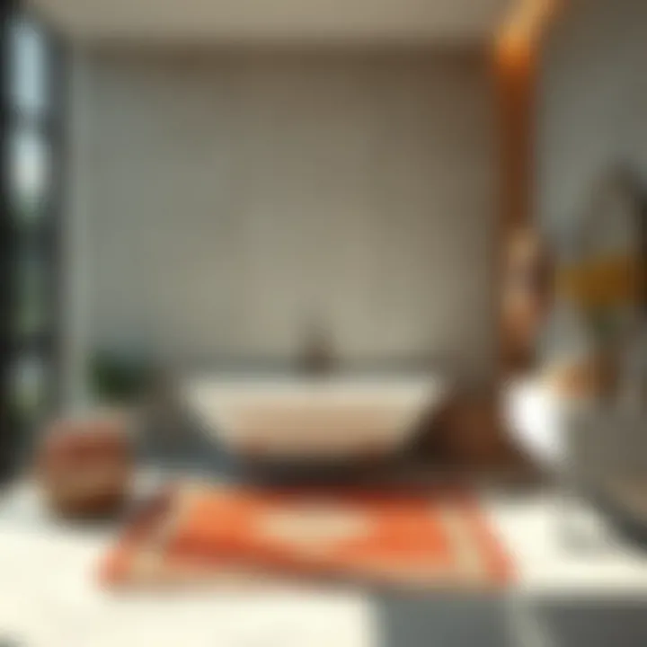 Integrating Traditional Textiles in Modern Decor Tribal bath rug in a modern bathroom setting