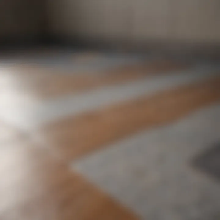 Close-up of different anti-slip bathroom flooring materials