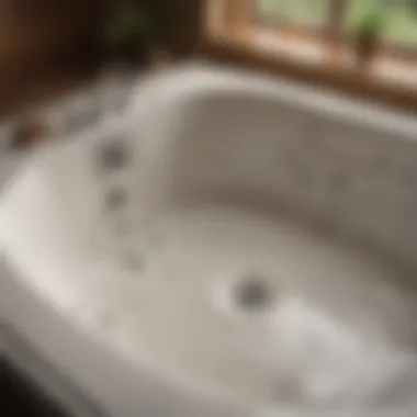 A detailed view of a jacuzzi bathtub showing common wear and tear