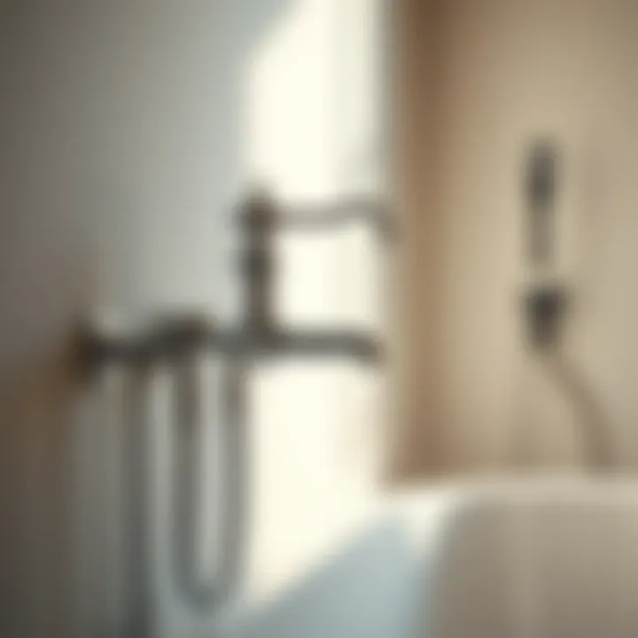 Installation of a wall mounted bath filler with plumbing details