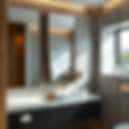 Sleek modern bathroom mirror with geometric design