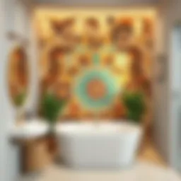 A vibrant mosaic tile arrangement enhancing bathroom walls