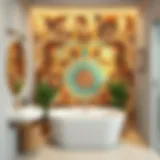 Mosaic Masterpiece: Transformative Bathroom Wall Art A vibrant mosaic tile arrangement enhancing bathroom walls