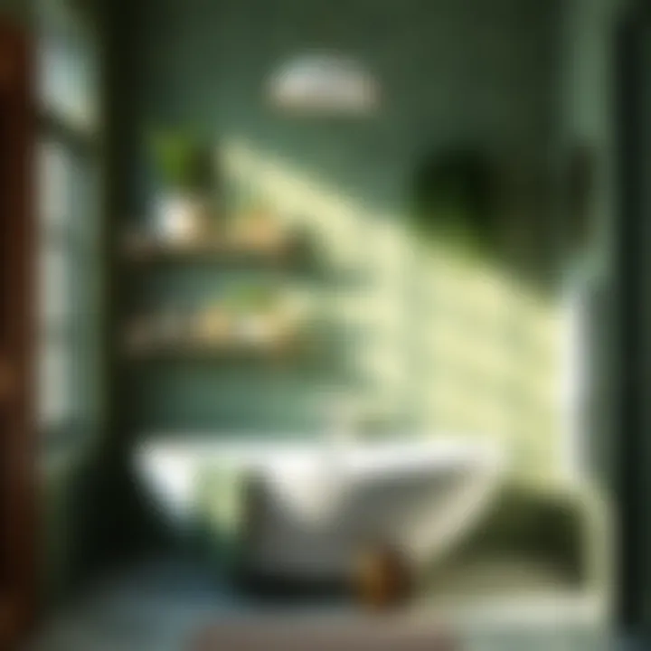 Green Serenity: Shelving Solutions for a Tranquil Retreat Shelves adorned with plants and decorative items in a stylish bathroom