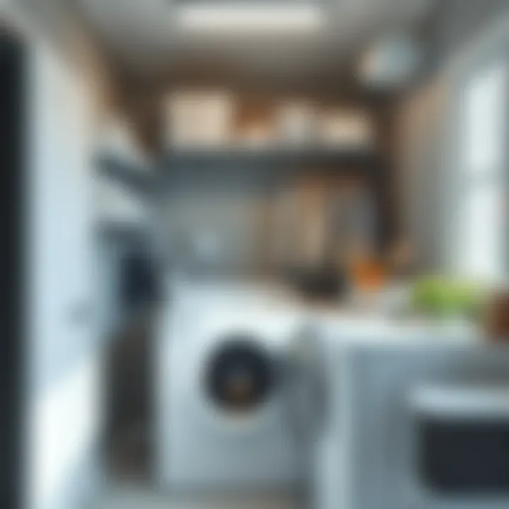 Installation of tension rods in a functional laundry setup