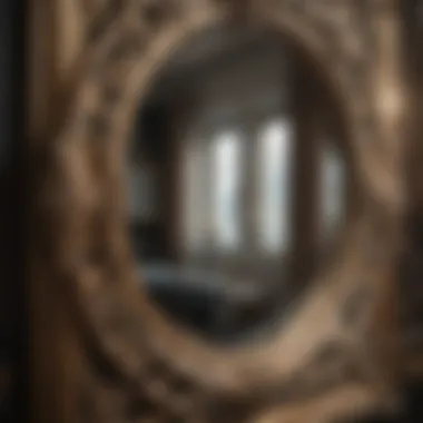 Intricate Craftsmanship of Venetian Mirrors Close-up of intricate craftsmanship on a Venetian mirror
