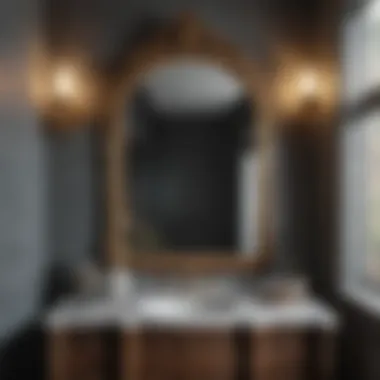 Ornate Vanity in Victorian Style Elegant Victorian vanity with ornate mirrors and fixtures