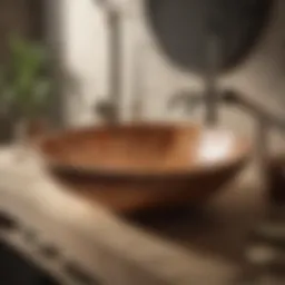 Elegant wooden vessel sink showcasing natural grain patterns